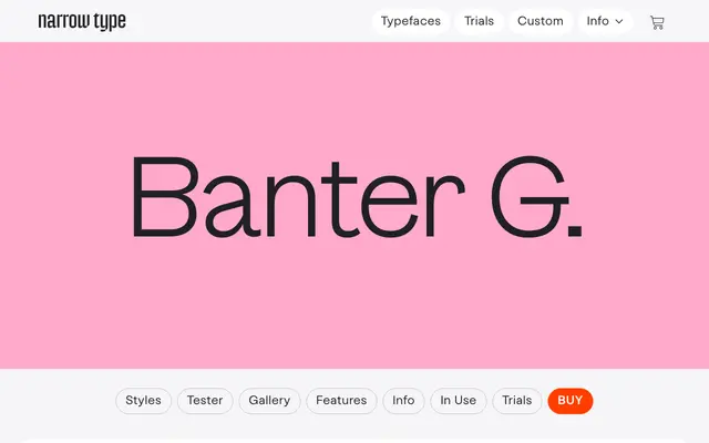 Banter Grotesk specimen from Narrow Type