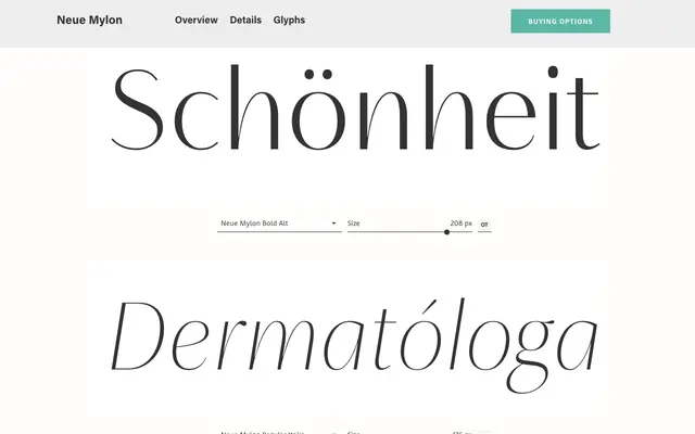Neue Mylon specimen from Nasir Udin Studio