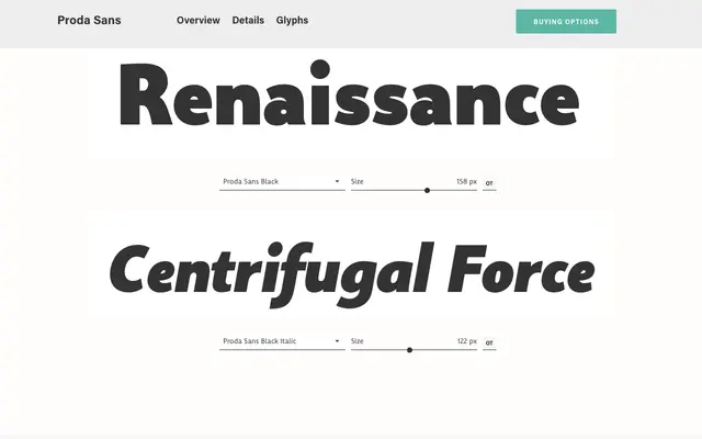 Proda Sans specimen from Nasir Udin Studio