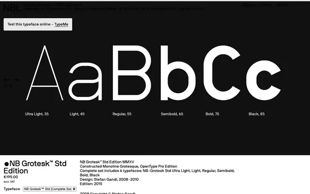 NB Grotesk specimen from Neubau