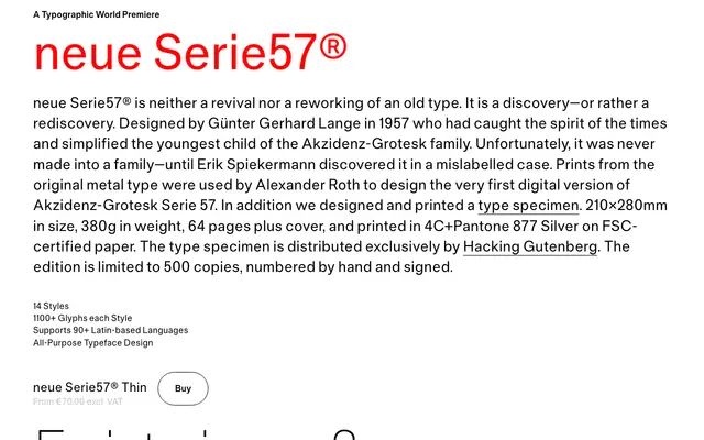 neue Serie57® specimen from Neue