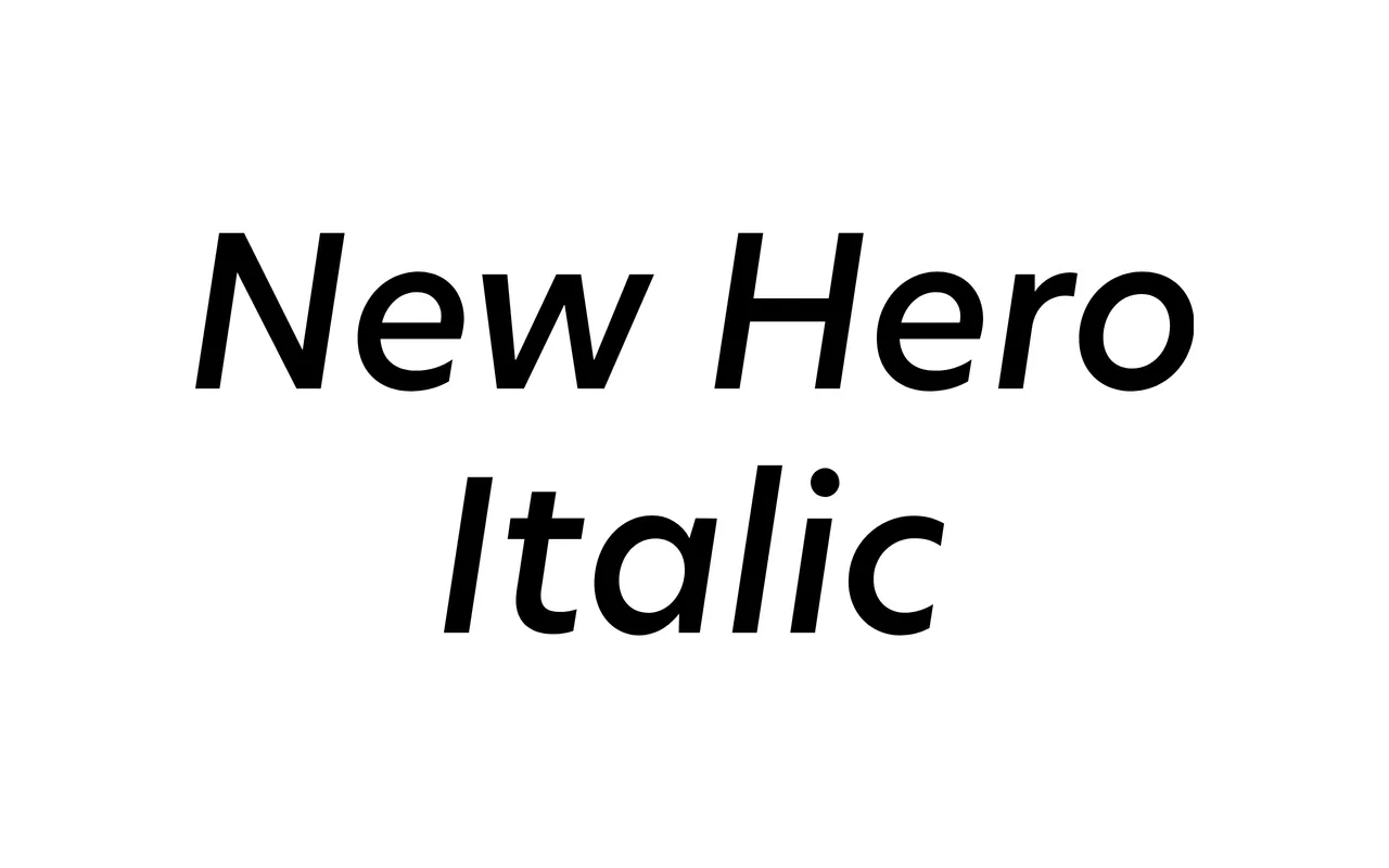 New Hero Italic specimen from Newlyn