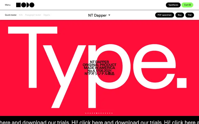NT Dapper specimen from Nodo Type Foundry