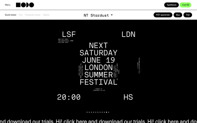 NT Stardust specimen from Nodo Type Foundry