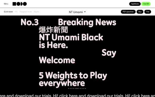 NT Umami specimen from Nodo Type Foundry