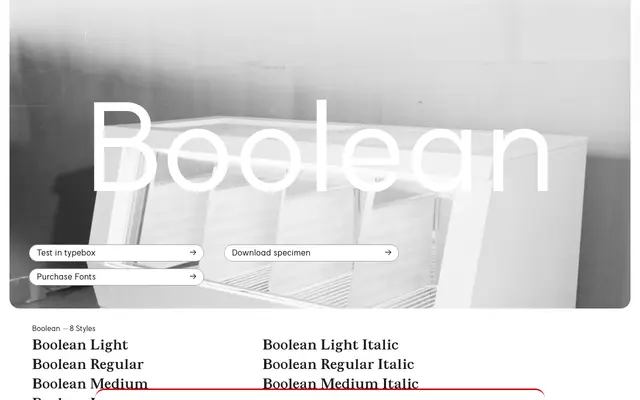 Boolean specimen from Noir Blanc Rouge