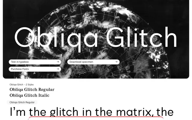 Obliqa Glitch specimen from Noir Blanc Rouge