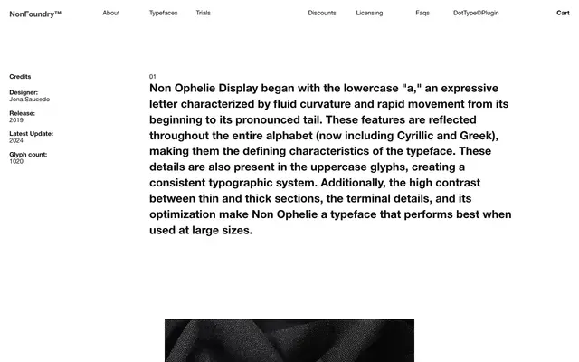 Non Ophélie Display specimen from Non Foundry