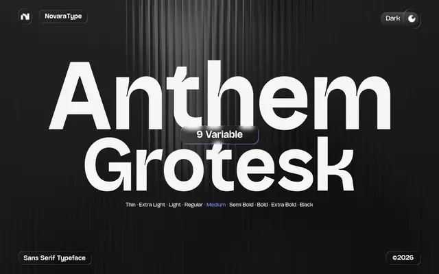 NV Anthem Grotesk specimen from NovaraType