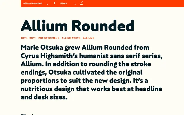 Allium Rounded specimen from Occupant Fonts