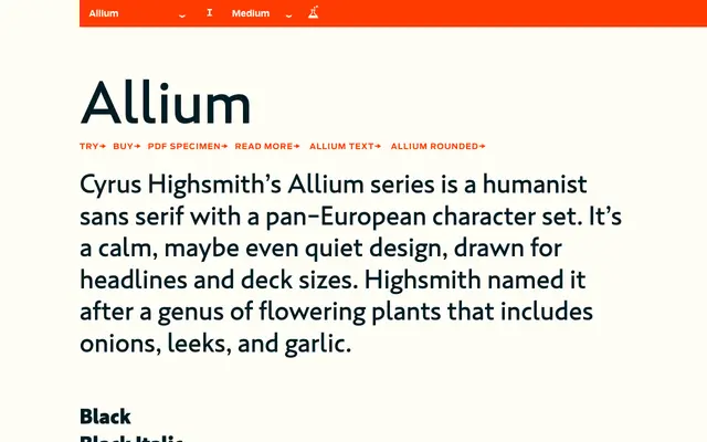 Allium specimen from Occupant Fonts