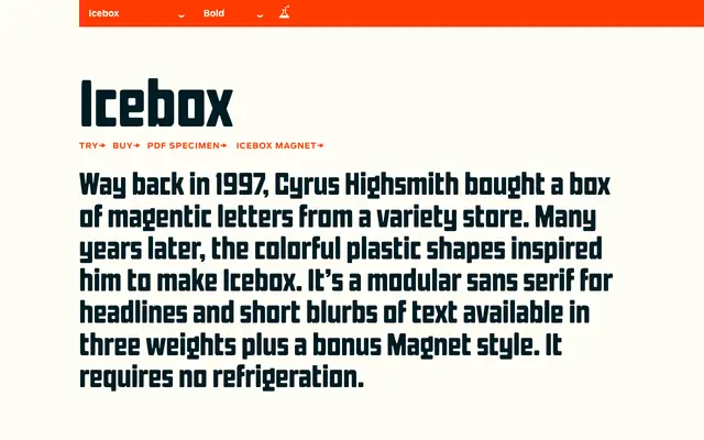 Icebox specimen from Occupant Fonts