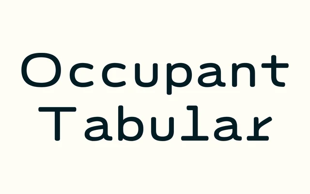 Occupant Tabular specimen from Occupant Fonts
