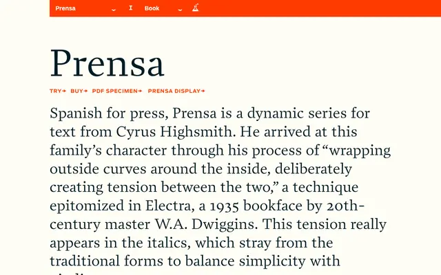 Prensa specimen from Occupant Fonts