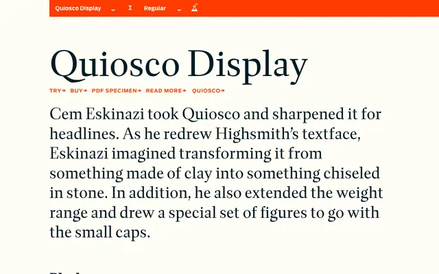 Quiosco Display specimen from Occupant Fonts