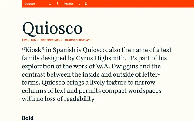 Quiosco specimen from Occupant Fonts