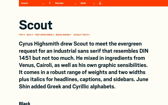 Scout specimen from Occupant Fonts
