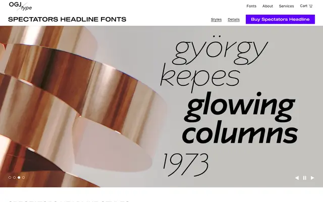 Spectators Headline specimen from OGJ Type Design