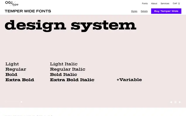 Temper Wide specimen from OGJ Type Design