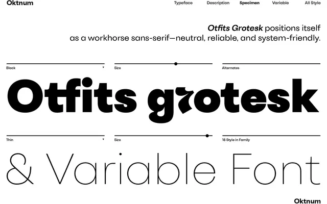 Otfits Grotesk specimen from Oktnum Type Foundry