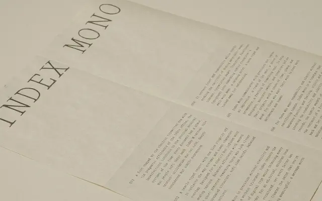 Index Mono specimen from Old City Mailroom