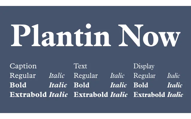 Plantin Now specimen from Omega Type Foundry