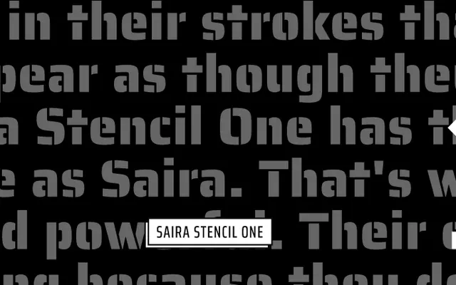 Saira Stencil One specimen from Omnibus-Type
