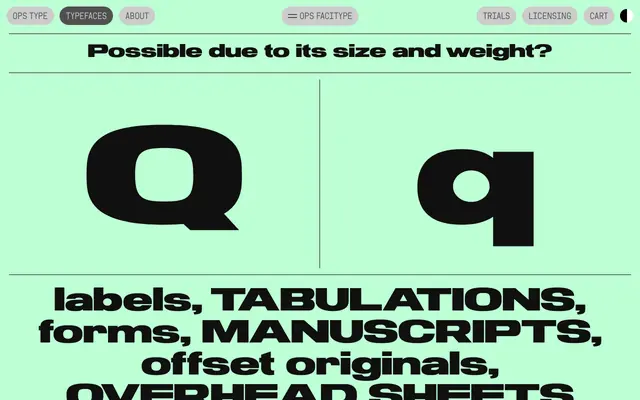 OPS Facitype specimen from OPS Type