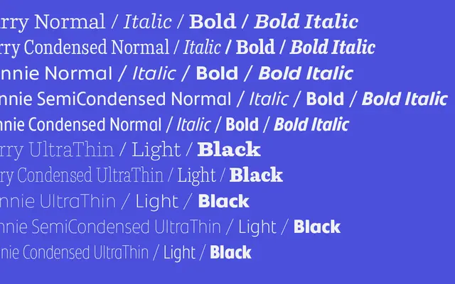 Parry Editorial Design Packs specimen from Original Type