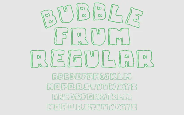 Bubble Frum specimen from Out of Step Font Company
