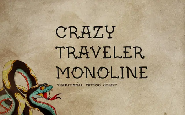 Crazy Traveler Monoline specimen from Out of Step Font Company