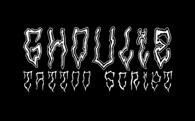 Ghoulie Tattoo Script specimen from Out of Step Font Company