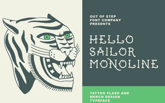 Hello Sailor Monoline specimen from Out of Step Font Company