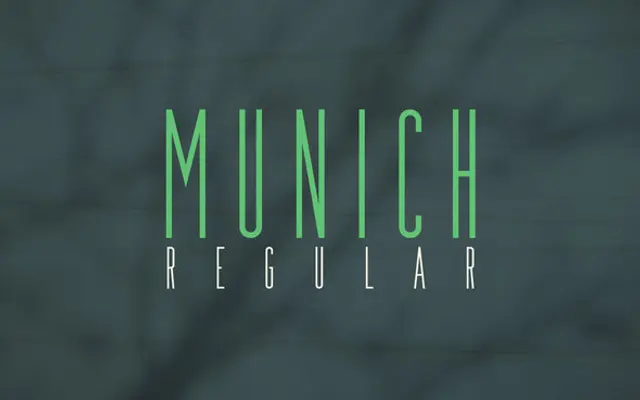 Munich Regular specimen from Out of Step Font Company