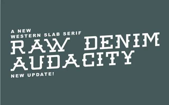 Raw Denim Audacity Regular specimen from Out of Step Font Company