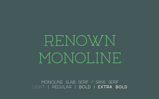 Renown Monoline specimen from Out of Step Font Company