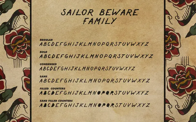 Sailor Beware specimen from Out of Step Font Company