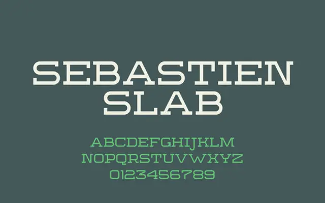 Sebastien Slab Regular specimen from Out of Step Font Company
