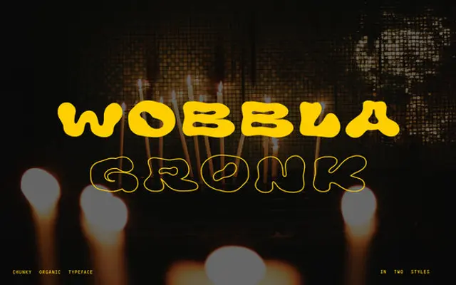 Wobbla Gronk Regular specimen from Out of Step Font Company