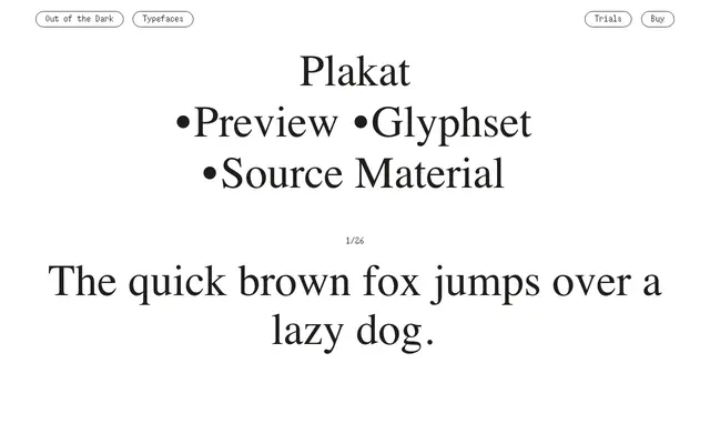 Plakat specimen from Out of the Dark