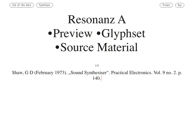 Resonanz A specimen from Out of the Dark