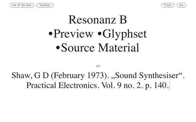 Resonanz B specimen from Out of the Dark