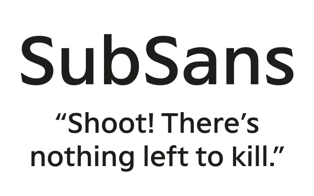 SubSans specimen from Out of the Dark