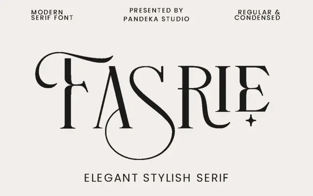 Fasrie Ligature Serif specimen from Pandeka Studio