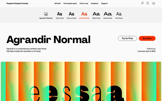 Agrandir Normal specimen from Pangram Pangram Foundry