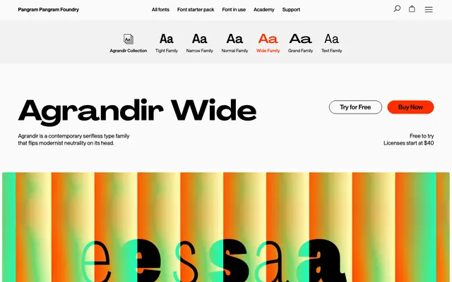 Agrandir Wide specimen from Pangram Pangram Foundry