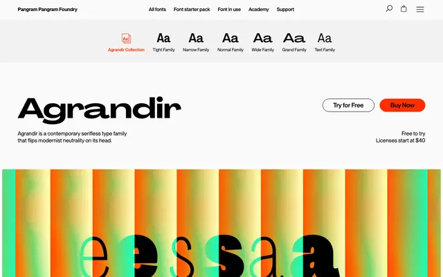 Agrandir specimen from Pangram Pangram Foundry