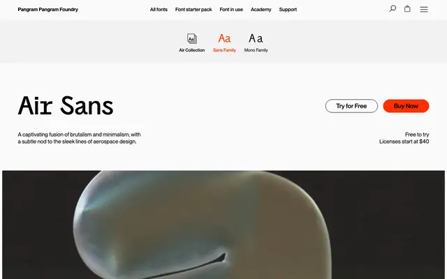 Air Sans specimen from Pangram Pangram Foundry