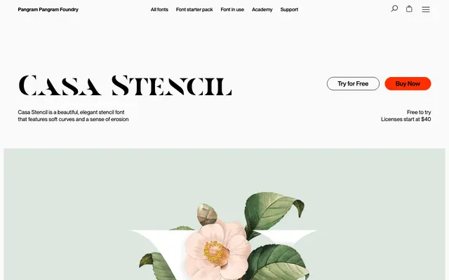 Casa Stencil specimen from Pangram Pangram Foundry