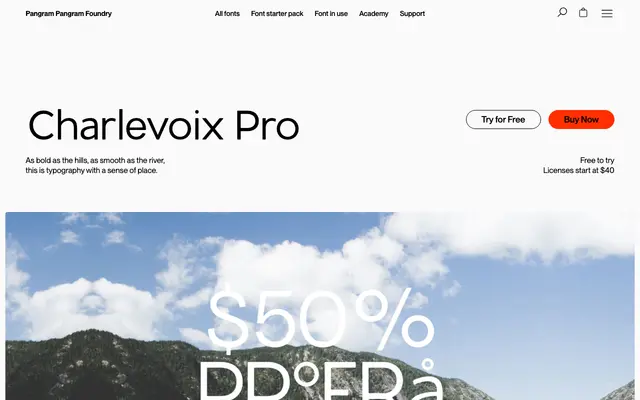 Charlevoix Pro specimen from Pangram Pangram Foundry